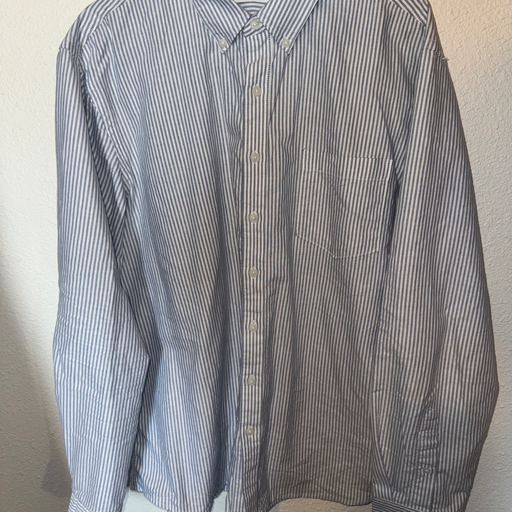 Sonoma Goods For‎ Life Mens XL Blue White Striped Button Down Long Sleeve Shirt